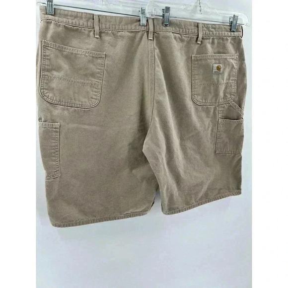 Carhartt Cargo Shorts Mens Tan Khaki Size 50X10 Pockets original Fit Flat Front - Picture 6 of 11